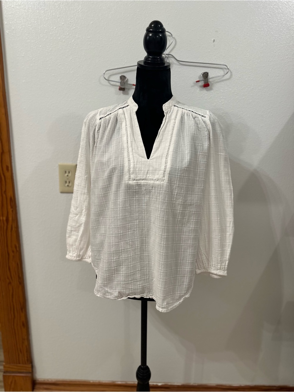LOFT White Textured Split-Neck Tunic